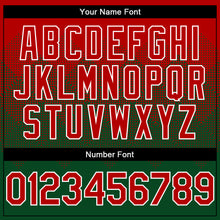 Load image into Gallery viewer, Custom Red Green-White Gradient Square Shape 3D Pattern Design Bomber Full-Snap Varsity Letterman Hoodie Jacket