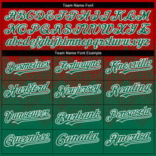 Load image into Gallery viewer, Custom Red Kelly Green-White Gradient Square Shape 3D Pattern Design Bomber Full-Snap Varsity Letterman Hoodie Jacket