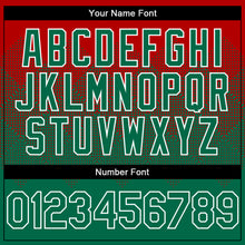 Load image into Gallery viewer, Custom Red Kelly Green-White Gradient Square Shape 3D Pattern Design Bomber Full-Snap Varsity Letterman Hoodie Jacket