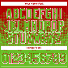 Load image into Gallery viewer, Custom Red Aurora Green-White Gradient Square Shape 3D Pattern Design Bomber Full-Snap Varsity Letterman Hoodie Jacket