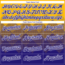 Load image into Gallery viewer, Custom Gold Dark Purple-White Gradient Square Shape 3D Pattern Design Bomber Full-Snap Varsity Letterman Hoodie Jacket