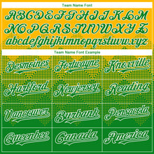 Load image into Gallery viewer, Custom Gold Grass Green-White Gradient Square Shape 3D Pattern Design Bomber Full-Snap Varsity Letterman Hoodie Jacket