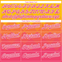 Load image into Gallery viewer, Custom Gold Neon Pink-White Gradient Square Shape 3D Pattern Design Bomber Full-Snap Varsity Letterman Hoodie Jacket
