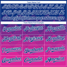 Load image into Gallery viewer, Custom Royal Deep Pink-White Gradient Square Shape 3D Pattern Design Bomber Full-Snap Varsity Letterman Hoodie Jacket