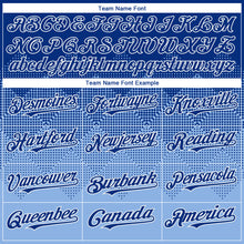 Load image into Gallery viewer, Custom Royal Light Blue-White Gradient Square Shape 3D Pattern Design Bomber Full-Snap Varsity Letterman Hoodie Jacket