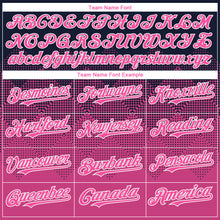 Load image into Gallery viewer, Custom Navy Pink-White Gradient Square Shape 3D Pattern Design Bomber Full-Snap Varsity Letterman Hoodie Jacket