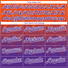 Load image into Gallery viewer, Custom Orange Purple-White Gradient Square Shape 3D Pattern Design Bomber Full-Snap Varsity Letterman Hoodie Jacket