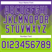 Load image into Gallery viewer, Custom Purple Neon Green-White Gradient Square Shape 3D Pattern Design Bomber Full-Snap Varsity Letterman Hoodie Jacket