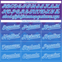 Load image into Gallery viewer, Custom Purple Powder Blue-White Gradient Square Shape 3D Pattern Design Bomber Full-Snap Varsity Letterman Hoodie Jacket