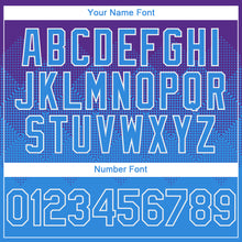 Load image into Gallery viewer, Custom Purple Powder Blue-White Gradient Square Shape 3D Pattern Design Bomber Full-Snap Varsity Letterman Hoodie Jacket