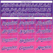 Load image into Gallery viewer, Custom Purple Pink-White Gradient Square Shape 3D Pattern Design Bomber Full-Snap Varsity Letterman Hoodie Jacket