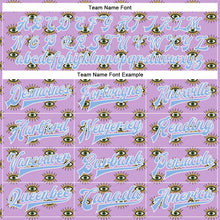 Load image into Gallery viewer, Custom Light Purple Light Blue-White Evil Eyes 3D Pattern Design Bomber Full-Snap Varsity Letterman Jacket