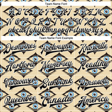 Load image into Gallery viewer, Custom Cream Black-White Evil Eyes 3D Pattern Design Bomber Full-Snap Varsity Letterman Jacket