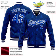 Load image into Gallery viewer, Custom Navy Thunder Blue-White Christmas 3D Bomber Full-Snap Varsity Letterman Jacket