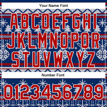 Load image into Gallery viewer, Custom Royal Red-White Christmas 3D Bomber Full-Snap Varsity Letterman Jacket