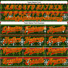 Load image into Gallery viewer, Custom Green Red-Gold Christmas 3D Bomber Full-Snap Varsity Letterman Jacket
