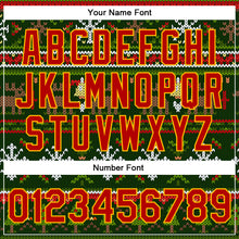 Load image into Gallery viewer, Custom Green Red-Gold Christmas 3D Bomber Full-Snap Varsity Letterman Jacket