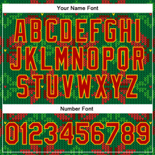 Load image into Gallery viewer, Custom Green Red-Gold Christmas 3D Bomber Full-Snap Varsity Letterman Jacket