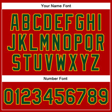 Load image into Gallery viewer, Custom Red Green-Gold Christmas 3D Bomber Full-Snap Varsity Letterman Jacket