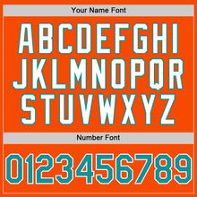 Load image into Gallery viewer, Custom Orange Teal-White Bomber Full-Snap Varsity Letterman Hoodie Jacket