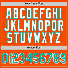 Load image into Gallery viewer, Custom Orange Aqua-White Bomber Full-Snap Varsity Letterman Hoodie Jacket