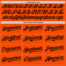 Load image into Gallery viewer, Custom Orange Black Bomber Full-Snap Varsity Letterman Hoodie Jacket