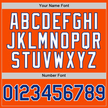 Load image into Gallery viewer, Custom Orange Royal-White Bomber Full-Snap Varsity Letterman Two Tone Hoodie Jacket