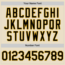 Load image into Gallery viewer, Custom Cream Black-Gold Bomber Full-Snap Varsity Letterman Hoodie Jacket