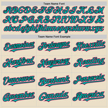 Load image into Gallery viewer, Custom Cream Pink Black-Aqua Bomber Full-Snap Varsity Letterman Hoodie Jacket