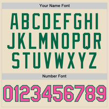 Load image into Gallery viewer, Custom Cream Pink-Kelly Green Bomber Full-Snap Varsity Letterman Hoodie Jacket