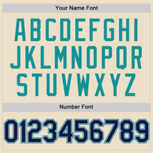 Load image into Gallery viewer, Custom Cream Navy Gray-Teal Bomber Full-Snap Varsity Letterman Hoodie Jacket