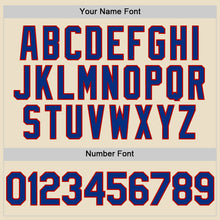 Load image into Gallery viewer, Custom Cream Royal Red-White Bomber Full-Snap Varsity Letterman Hoodie Jacket