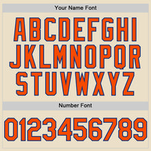 Load image into Gallery viewer, Custom Cream Orange-Royal Bomber Full-Snap Varsity Letterman Hoodie Jacket