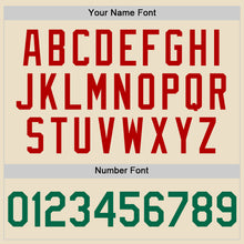 Load image into Gallery viewer, Custom Cream Kelly Green Red-White Bomber Full-Snap Varsity Letterman Hoodie Jacket