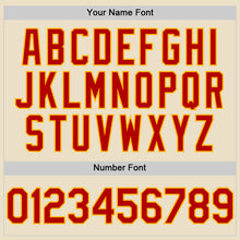 Load image into Gallery viewer, Custom Cream Red-Gold Bomber Full-Snap Varsity Letterman Hoodie Jacket