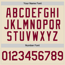 Load image into Gallery viewer, Custom Cream Maroon Bomber Full-Snap Varsity Letterman Hoodie Jacket