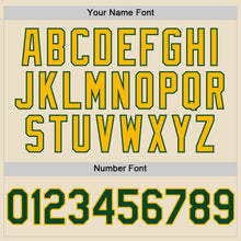 Load image into Gallery viewer, Custom Cream Green-Gold Bomber Full-Snap Varsity Letterman Two Tone Hoodie Jacket