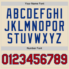 Load image into Gallery viewer, Custom Cream Red Royal-White Bomber Full-Snap Varsity Letterman Two Tone Hoodie Jacket