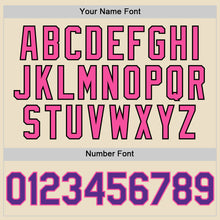 Load image into Gallery viewer, Custom Cream Purple Pink-Black Bomber Full-Snap Varsity Letterman Two Tone Hoodie Jacket