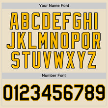 Load image into Gallery viewer, Custom Cream Black-Gold Bomber Full-Snap Varsity Letterman Two Tone Hoodie Jacket