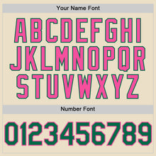 Load image into Gallery viewer, Custom Cream Kelly Green-Pink Bomber Full-Snap Varsity Letterman Two Tone Hoodie Jacket