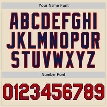 Load image into Gallery viewer, Custom Cream Navy Red-White Bomber Full-Snap Varsity Letterman Two Tone Hoodie Jacket