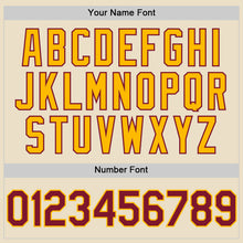 Load image into Gallery viewer, Custom Cream Crimson-Gold Bomber Full-Snap Varsity Letterman Two Tone Hoodie Jacket