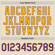 Load image into Gallery viewer, Custom Cream Purple Gold-White Bomber Full-Snap Varsity Letterman Two Tone Hoodie Jacket