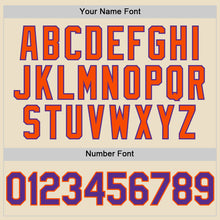 Load image into Gallery viewer, Custom Cream Purple Orange-White Bomber Full-Snap Varsity Letterman Two Tone Hoodie Jacket