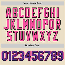 Load image into Gallery viewer, Custom Cream Purple Black-Pink Bomber Full-Snap Varsity Letterman Two Tone Hoodie Jacket