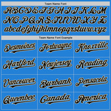 Load image into Gallery viewer, Custom Powder Blue Black-Cream Bomber Full-Snap Varsity Letterman Hoodie Jacket