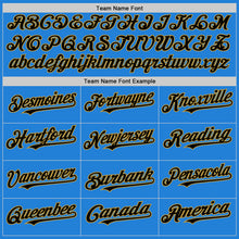 Load image into Gallery viewer, Custom Powder Blue Black-Old Gold Bomber Full-Snap Varsity Letterman Hoodie Jacket