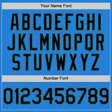 Load image into Gallery viewer, Custom Powder Blue Black-Teal Bomber Full-Snap Varsity Letterman Hoodie Jacket