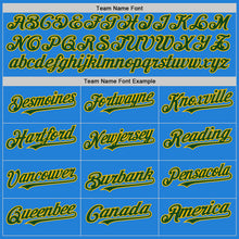 Load image into Gallery viewer, Custom Powder Blue Green-Gold Bomber Full-Snap Varsity Letterman Hoodie Jacket